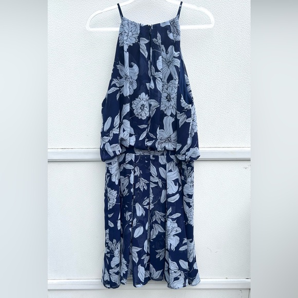 NEW Eliza J Dress Women Plus Sz 18 Floral Halter Blue Pleated Short Dressy Party - Picture 14 of 15